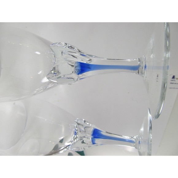 Studio Nova Crystal Large Iced Tea  Goblets Blue Core Bundle of 3 - Picture 8 of 8